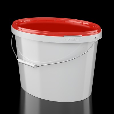 Ведро 5.5 л. овальное белое с белой ручкой 1 шт.